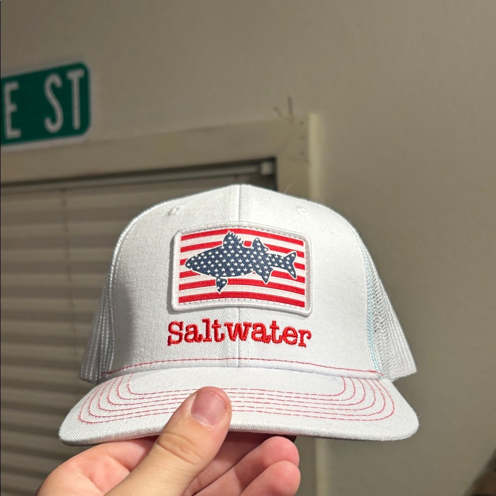 Saltwater LUXE White and Red Hat